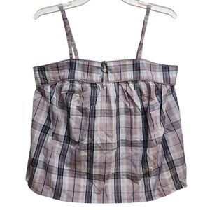 OLD NAVY Purple Plaid Smocked Pajama Cami Swing Top